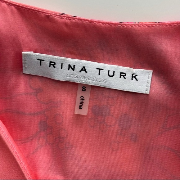 Trina Turk Watson Floral V Neck Blouse Small Long Sleeve Pink - Picture 9 of 11